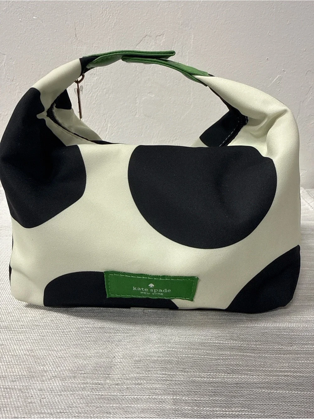 Kate Spade Black, White & Green Polka Dot Make Up Bag